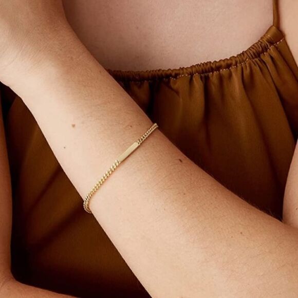 14k Gold Plated Cuban Chain Link Bracelet - Picture 4 of 6